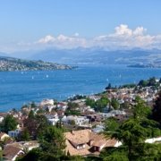 A3E3AA0A-A055-4DA1-A60B-F8FC5E7B6619_1_201_a View of lake, residential area & Alps from elevated position